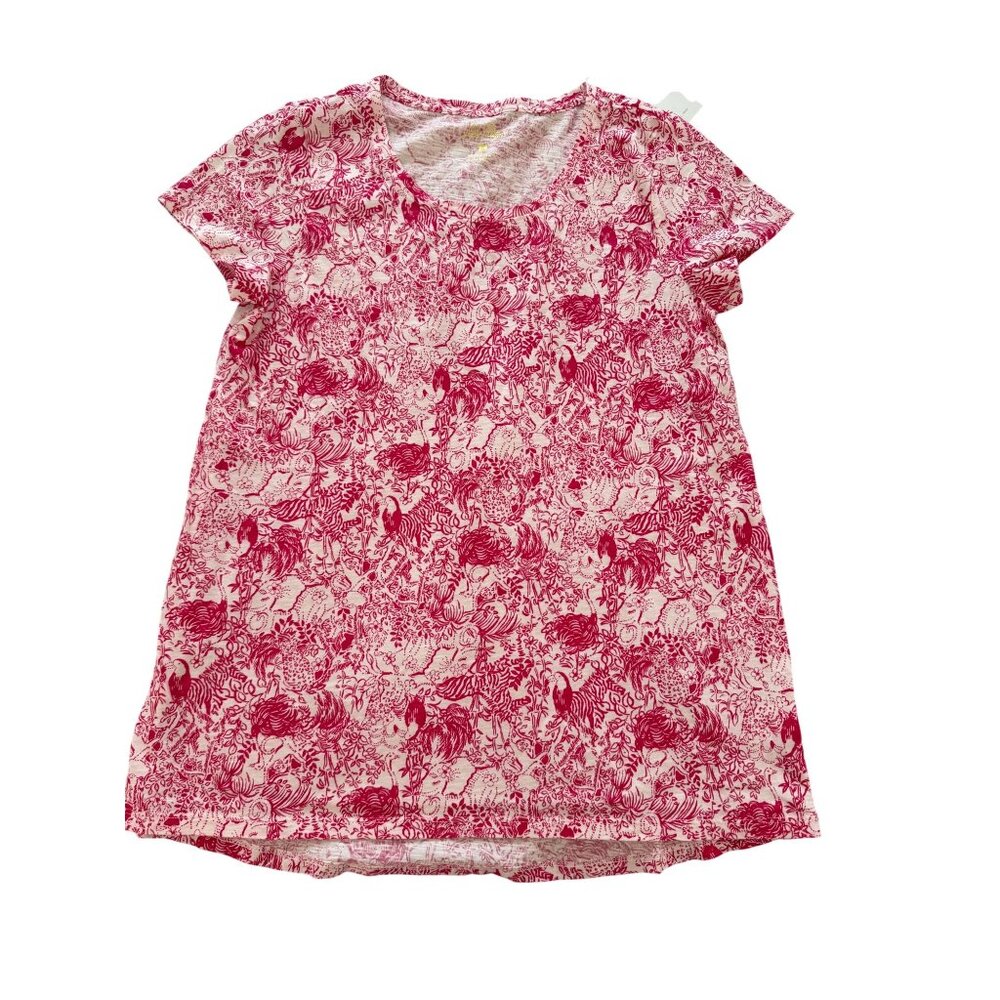 Lilly Pulitzer Womens Scoop Neck Top Size S Raspberry Cotton Short-sleeved New - Picture 1 of 10